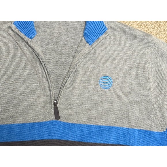 AT&T 1/4 Quarter Zip Sweater Employee Unisex Size‎ Medium Multi Color Gray Blue - Picture 3 of 6